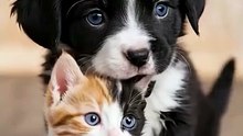 Blue-Eyed Puppy & Kitten 💙🐾  Cățeluș și Pisicuță Adorabili!