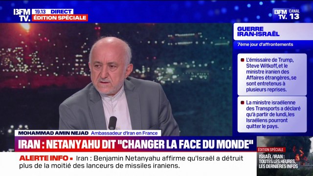 Hôpital bombardé en Israël: ”L'objectif des Iraniens n'était pas de toucher un hôpital”, défend Mohammad Amin Nejad, ambassadeur d’Iran en France