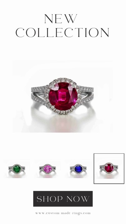 1216 custom made vintage inspired ruby and diamond floral halo engagement rings