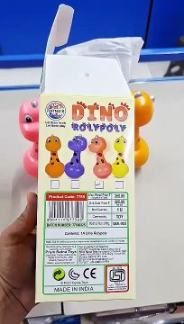 Prem Ratna's Giraffe and Dino Roly Poly Baby Toy, Bright Colours, Push and Wobble Sound Toy for Kids