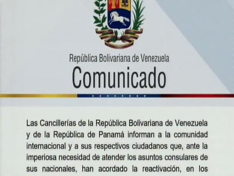 Comunicado | Venezuela y Panamá reactivarán las relaciones diplomáticas