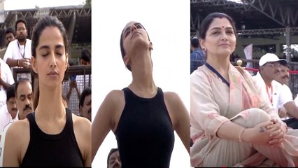 International Yoga Day 2025  - యోగాసనాలతో సినీ ప్రముఖల సందడి | Meenakshi Chowdary | Filmibeat Telugu