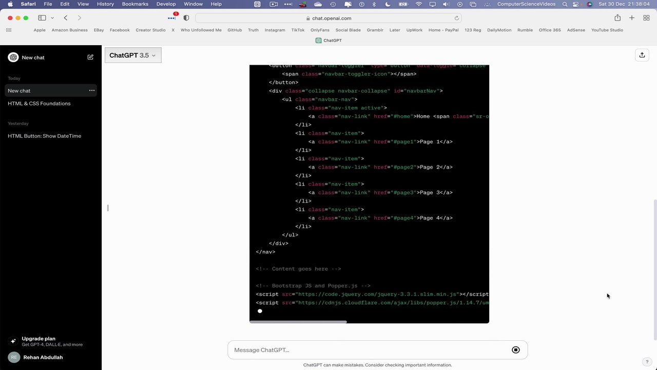 How to CODE a Bootstrap Navigation Menu Using ChatGPT On a Mac Computer - Basic Tutorial | New