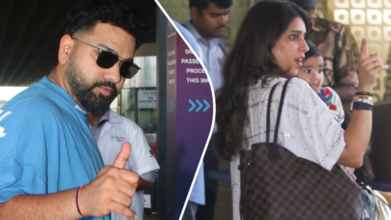 Rohit Sharma Gets Clicked With His Full Family At The Mumbai Airport - The Hit-Man Parivaar
