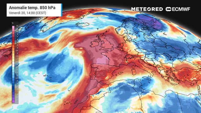 Caldo eccezionale in Europa, forti anomalie termiche tra Francia e Germania: in estensione verso l'Italia