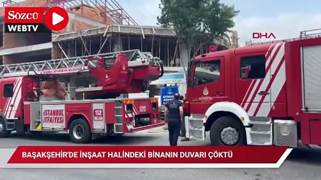 Başakşehir'de inşaat halindeki binanın duvarı çöktü