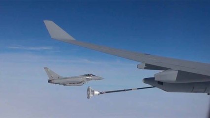 Video: RAF Voyager refuels British Typhoon and French Mirage 2000 during joint exercise