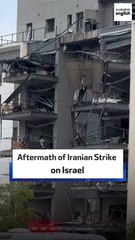 Residential buildings in a neighborhood of southern Israel appear to have sustained heavy damage