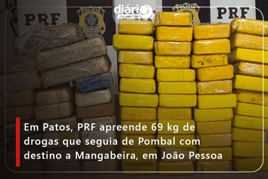 Em Patos, PRF apreende 69 kg de drogas que seguia de Pombal com destino a Mangabeira, em João Pessoa
