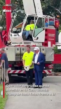 Un insólito momento se vivió durante labores en la Casa Blanca, cuando un operador de grúa se quedó dormido en su cabina. El presidente Donald Trump, decidió tomarse fotografías frente a la máquina con el trabajador dormido al fondo.