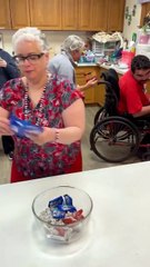 Watch Her Fill the Bowl With Colorful Candies!