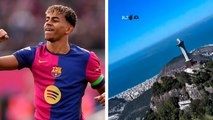 Lamine Yamal continúa sus vacaciones en Río de Janeiro desde un hilicópero