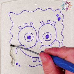 ASMR SpongeBob heat drawing on styrofoam! 🧽🌟