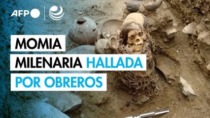Obreros hallan momia milenaria en Lima