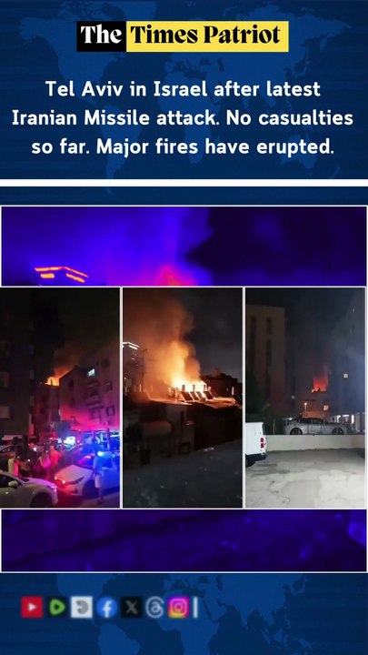 Tel Aviv in Israel after latest Iranian Missile attack. No casualties so far. Major fires have erupted.