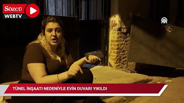 Tünel inşaatı nedeniyle evin duvarı yıkıldı