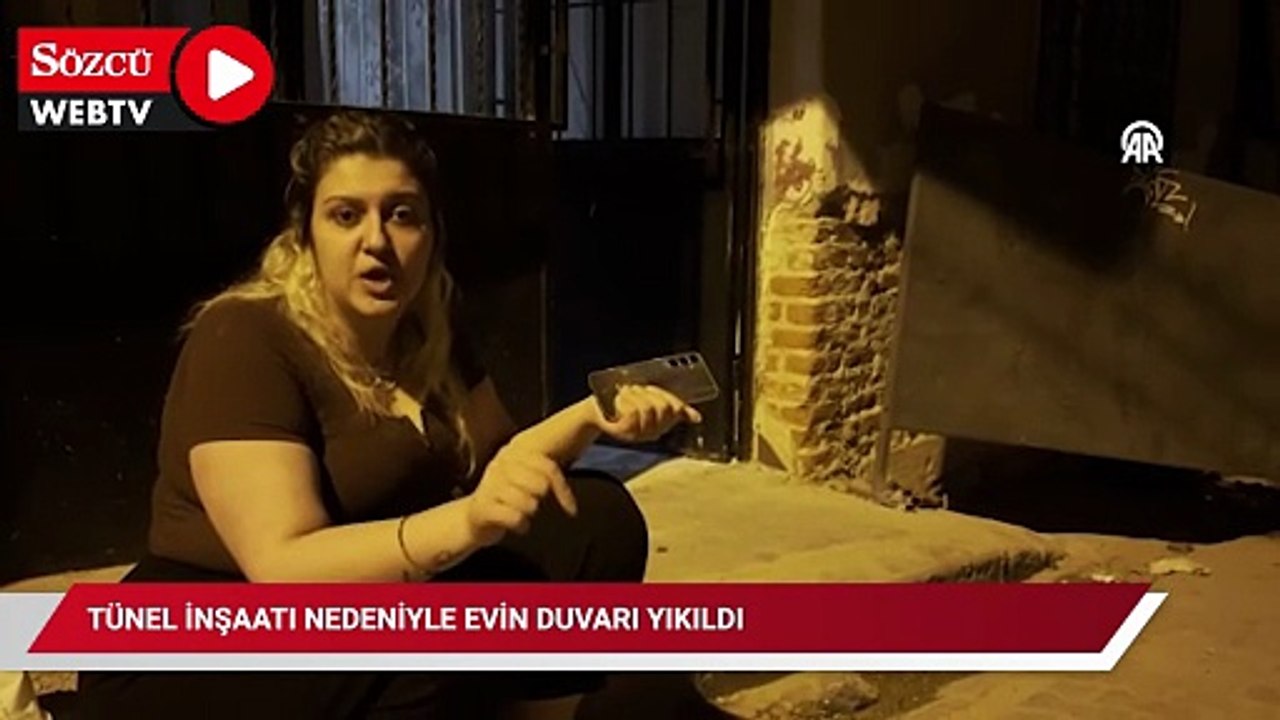 Tünel inşaatı nedeniyle evin duvarı yıkıldı