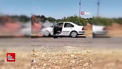 Gaziantep’te seyir halindeki otomobil alev aldı