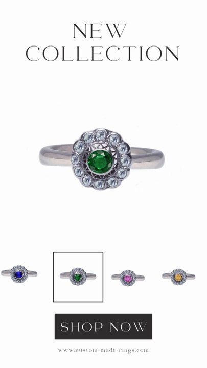 5 custom made sapphire and diamond flower halo engagement rings