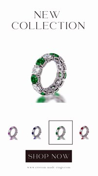 110 custom made unique stackable alternating round cut sapphire diamond prong set eternity ring