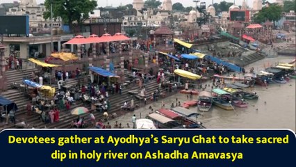 Devotees gather at Ayodhya’s Saryu Ghat to take sacred dip in holy river on Ashadha Amavasya