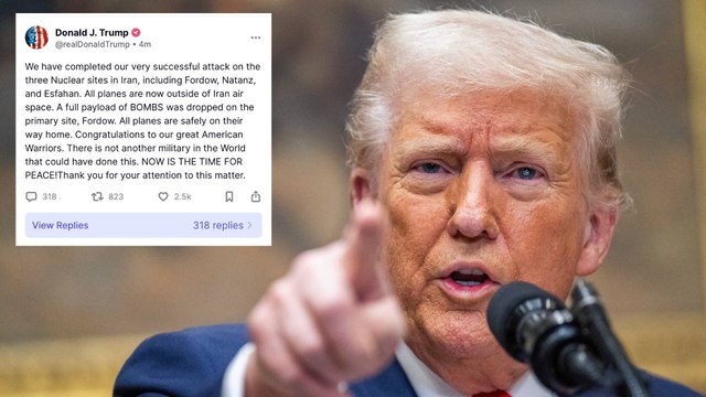 Trump confirmó ataque aéreo contra tres sitios nucleares en Irán y dijo que ahora es el momento de la paz