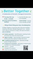 like Follow BetterTogether,SHARE,SHARE Let’s share this poster far and wide! 🌍No one with a long-term condition should feel left behind.  Scan the QR code on the poster for more information, then come along to the Better Together Drop-In Sessions.