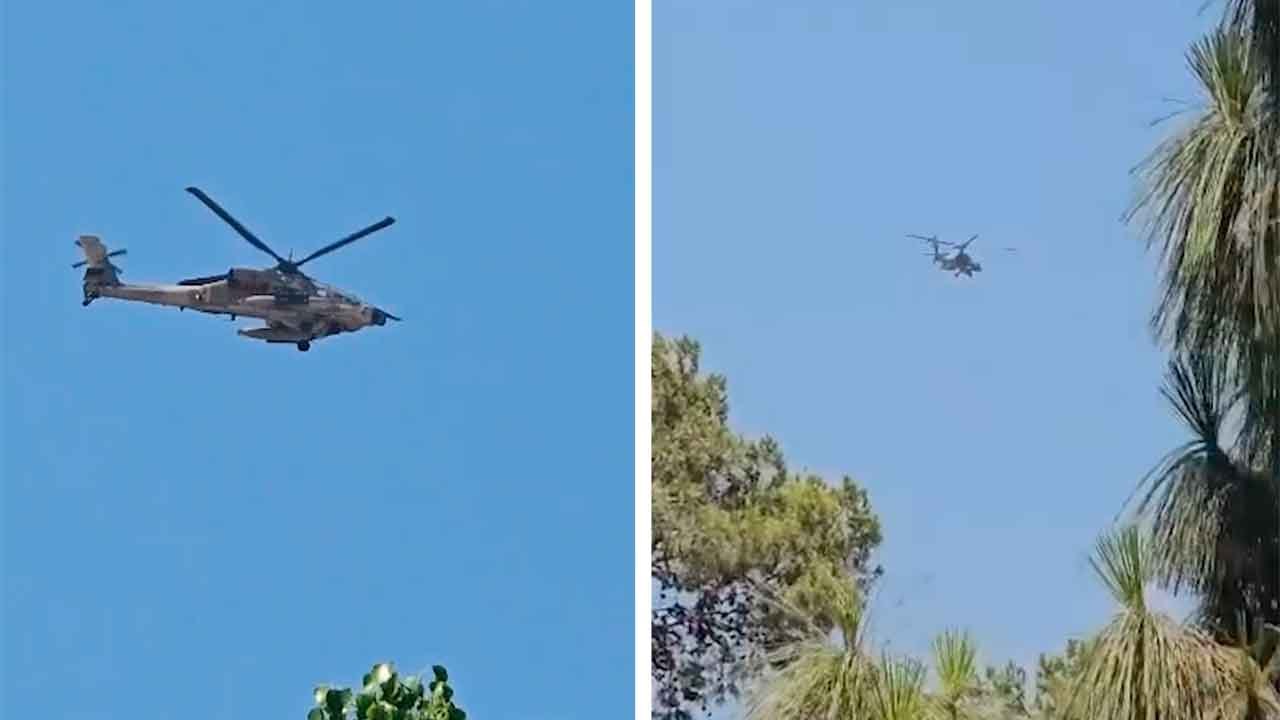Video: israelischer apache-hubschrauber verfolgt shahed‑136 kamikaze-drohne über israel