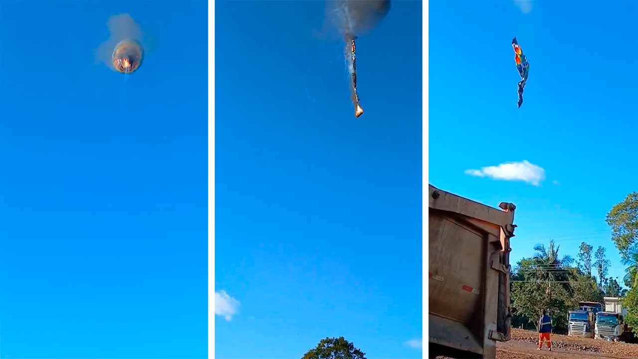 Video shows hot air balloon catching fire before crashing and killing 8 people