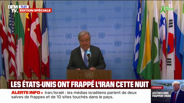Le secrétaire général de l'ONU Antonio Guterres s'est dit très préoccupé par les frappes américaines contre l'Iran