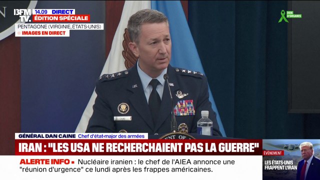 Frappes américaines en Iran: le chef d'État-major des armées Dan Caine évoque une opération qui a été conçue pour dégrader fortement l'infrastructure nucléaire de l'Iran