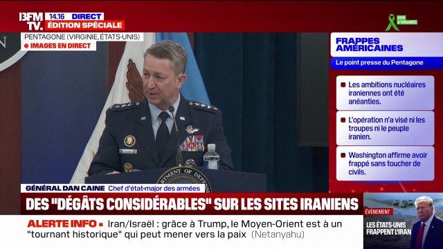 Frappes américaines en Iran: le chef d'État-major des armées Dan Caine indique que les États-Unis sont prêts à répondre à toutes les représailles
