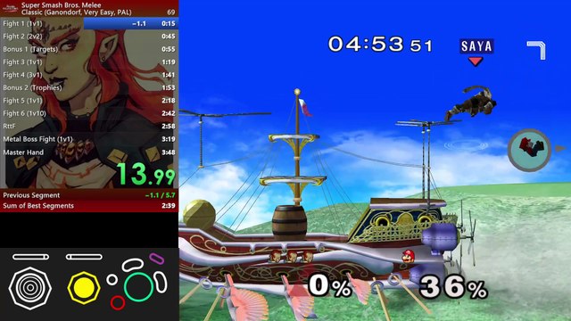 Classic Mode 1:08.75 (Very Easy, Ganondorf) - Super Smash Bros Melee