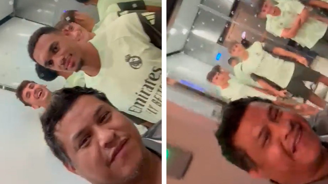 El impensado cruce entre fan y los jugadores del Real Madrid en un elevador
