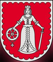 Coat of arms of Kuldiga Municipality. Lambang Kebesaran Munisipalitas Kuldiga. Kuldīgas novada ģerbonis. Brasão do município de Kuldiga. Armoiries de la municipalité de Kuldiga.  Escudo de armas del municipio de Kuldiga. Stema municipiului Kuldiga