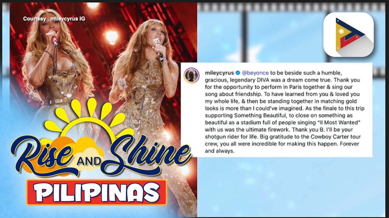 TALK BIZ | Miley Cyrus, sinabing dream come true ang makapag-perform kasama si Beyonce