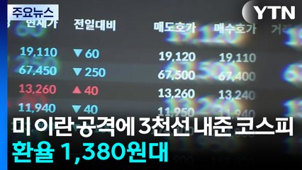 미 이란 공격에 3천선 내준 코스피...환율 1,380원대 / YTN