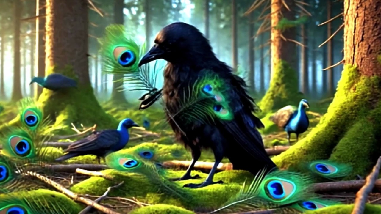 Le Corbeau et le Paon – Une Fable du Panchatantra sur la Jalousie et l'Acceptation