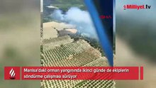 Manisa'daki orman yangını 2'nci gününde: Rüzgarın etkisiyle geniş bir alana yayıldı