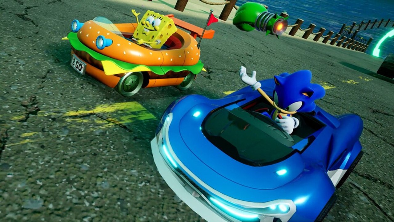 In Sonic Racing: CrossWorlds rasen auch Spongebob Schwammkopf und Patrick Star um die Wette