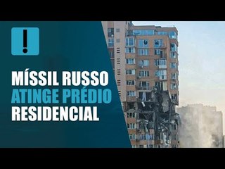 Veja o momento em que míssil russo atinge prédio residencial na Ucrânia
