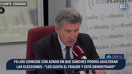 Feijóo coincide con Aznar en que Sánchez podría adulterar las elecciones: "Les gusta el fraude y está demostrado"