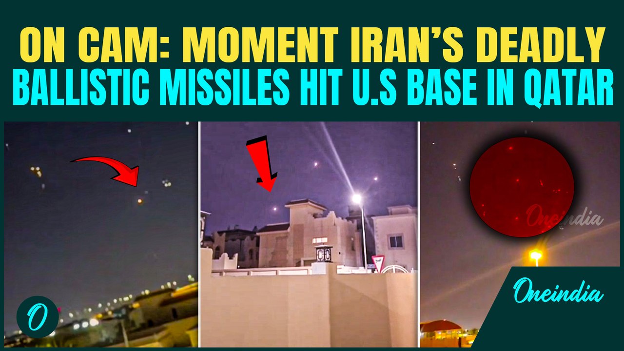 VIDEO: Moment Iran BOMBS US Al-Ubeid Base in Qatar| Huge Explosion as 3 Missiles Pound US Base