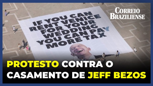Protestos contra o casamento de Jeff Bezos, fundador e CEO da Amazon