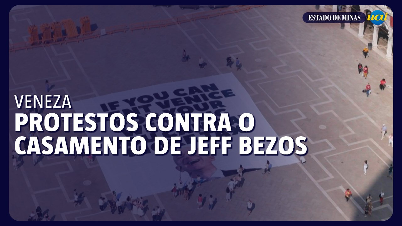 Protesto contra o casamento de Jeff Bezos em Veneza