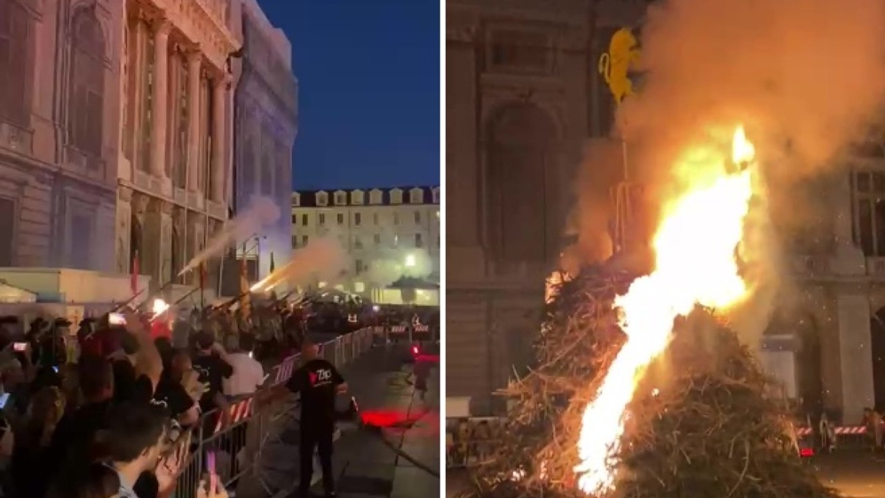 Torino, il Farò di San Giovanni cade a metà. Lo Russo: «Andrà un po’ bene e un po’ male»