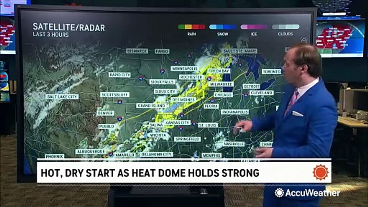 Thunderstorms fire up in the Midwest as heat dome holds strong