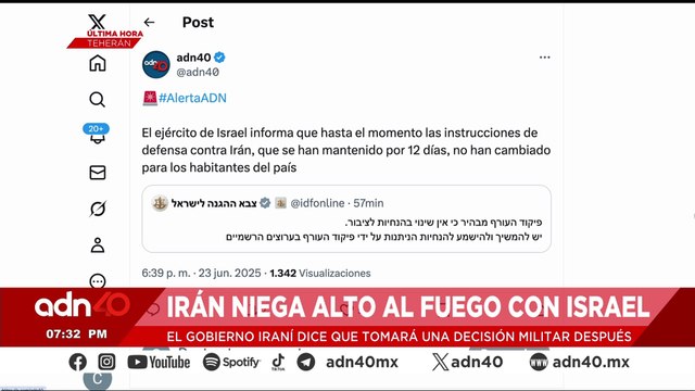 🚨¡Última Hora! Irán niega alto al fuego con Israel tras anuncio de Donald Trump