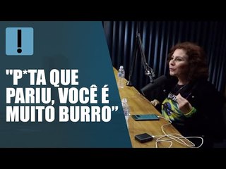 Zambelli xinga professor e interrompe entrevista ao vivo durante discussão em um podcast.