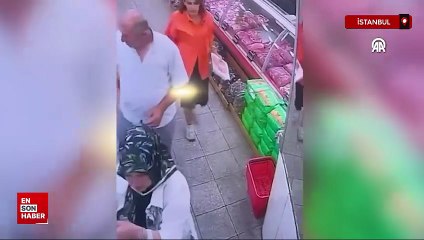 İstanbul'da  marketten et ve mangal hırsızlığı kamerada